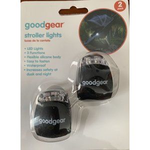 Good Gear 2 Pack Waterproof Silicone Strap Stroller Safety LED Lights, Night